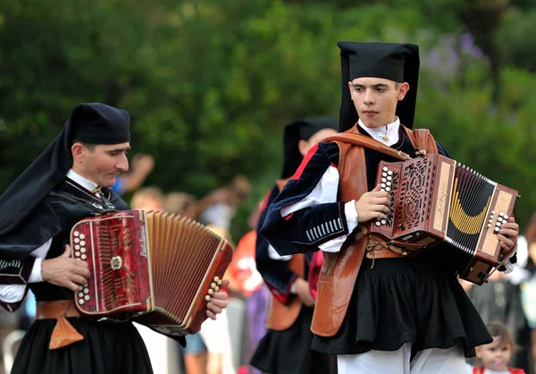 Músicos con el traje tradicional de Cerdeña . — Foto de Stock