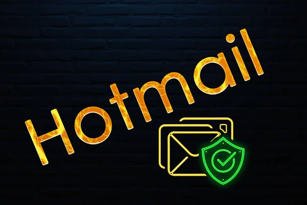 Hotmail Beveiligingstekst Pictogram Neon Stijl — Stockfoto
