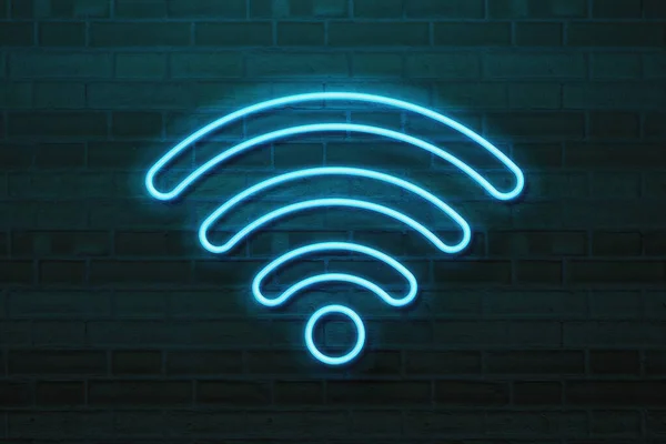 Wifi Ikona Neon Efekt Tekstowy — Zdjęcie stockowe