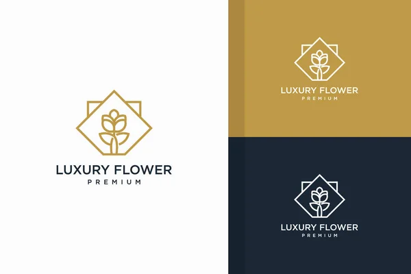 Lüks Çiçek Logoları Altın Soyut Süsler Logo Unsurları Yenilikçi Konsept — Stok Vektör
