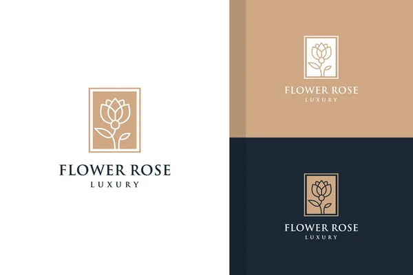 Flor Rosa Luxo Design Logotipo Minimalista Ilustração De Stock