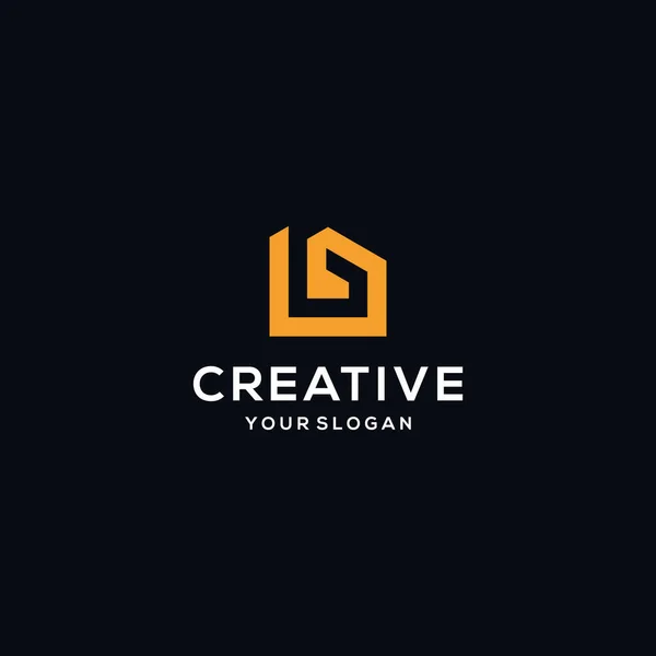 Iniciais Carta Casa Design Logotipo Criativo —  Vetores de Stock