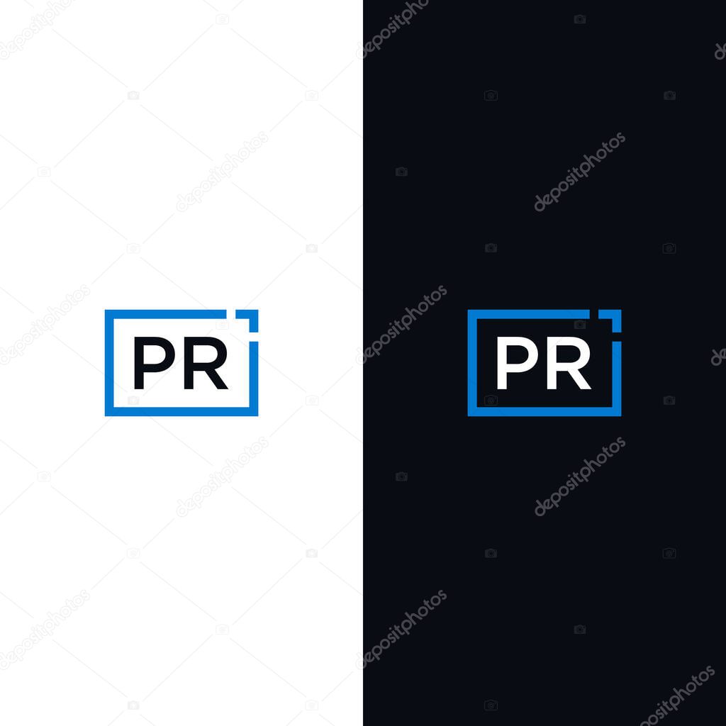 Pr initial square logo design. square frame logo vector.