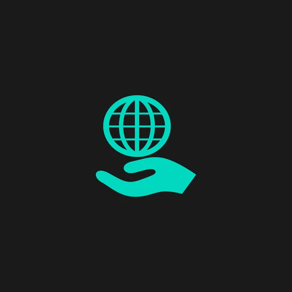 Icône Globe avec main, illustration vectorielle . — Image vectorielle