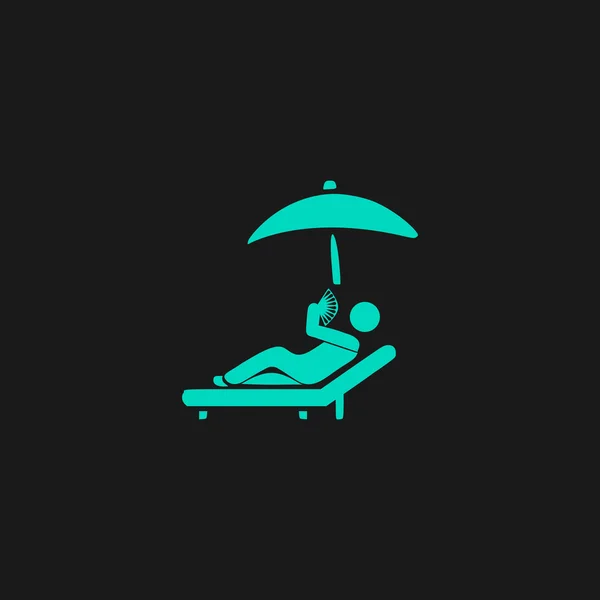 Relaxar sob um guarda-chuva em uma espreguiçadeira —  Vetores de Stock