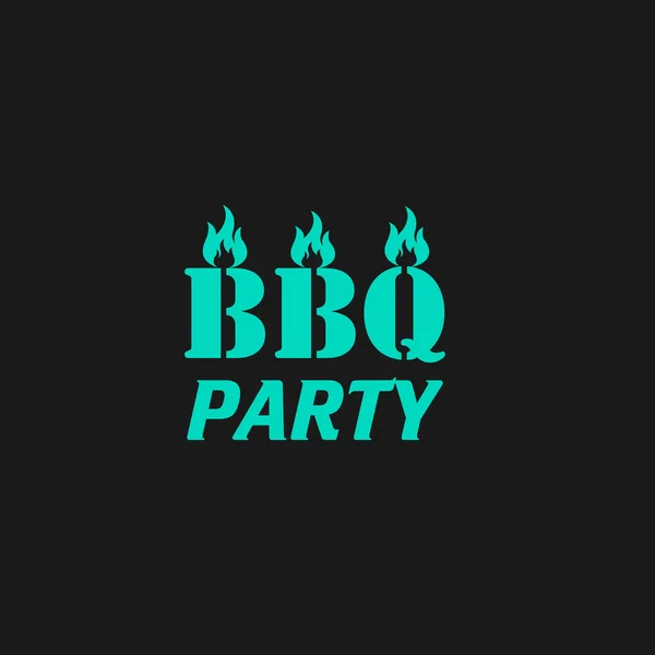 Flammendes BBQ Party Wort Design-Element. — Stockvektor