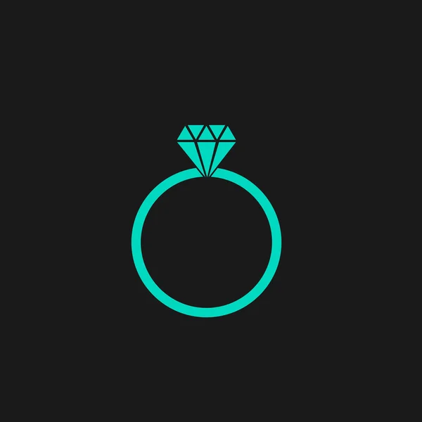 Diamante anillo de compromiso vector icono — Vector de stock