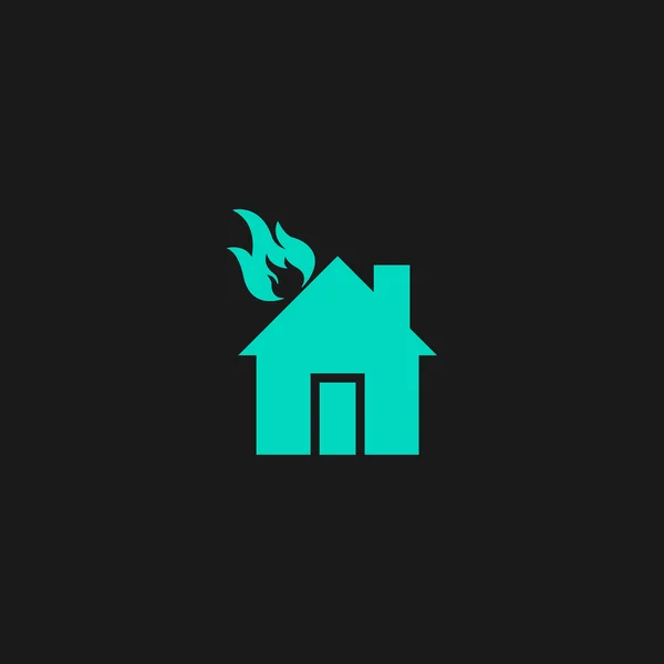 Casa en el fuego icono del vector — Vector de stock