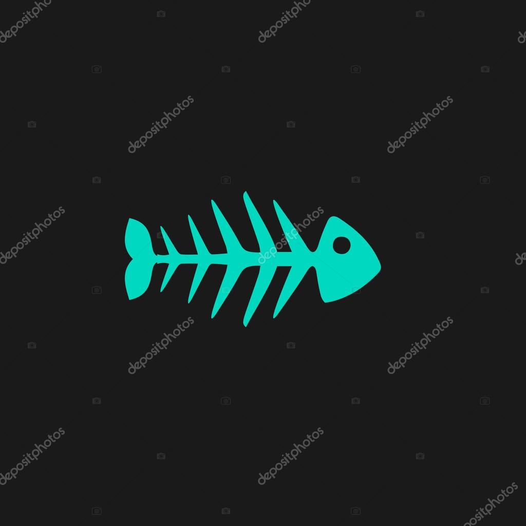 Fish skeleton. Flat simple modern illustration pictogram. Collection concept symbol for infographic project and logo