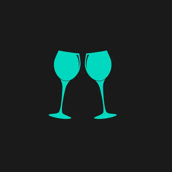 Zwei Gläser Wein oder Champagner. Vektorsymbol. — Stockvektor