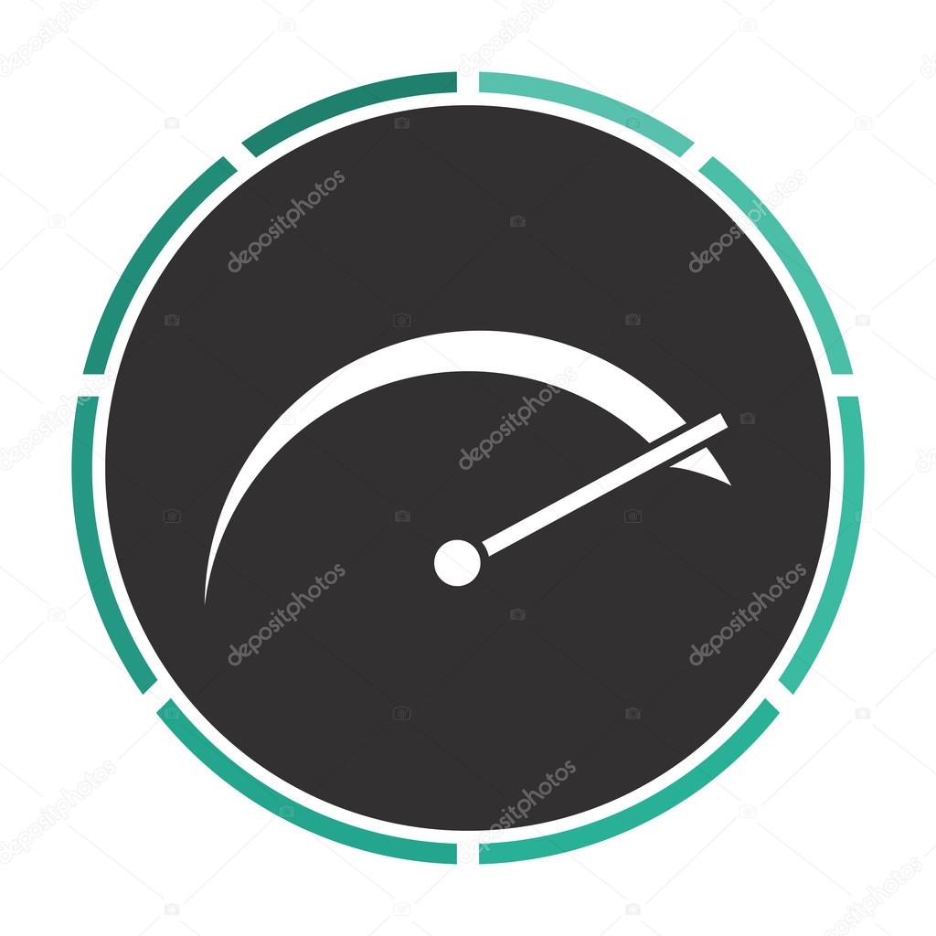 Tachometer Simple flat white vector pictogram on black circle. Illustration icon