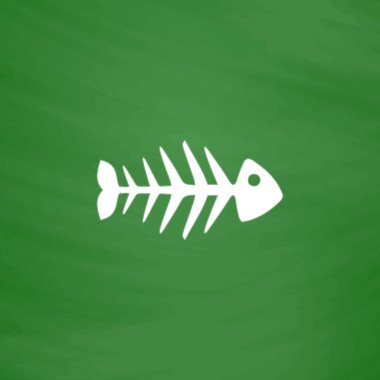 Balık iskelet düz simgesi