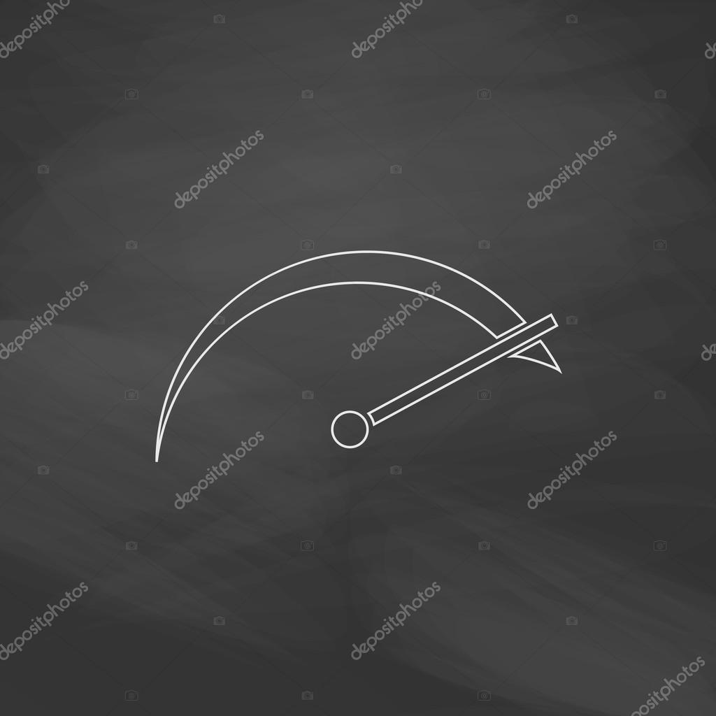 Tachometer Simple line vector button. Imitation draw with white chalk on blackboard. Flat Pictogram and School board background. Outine illustration icon