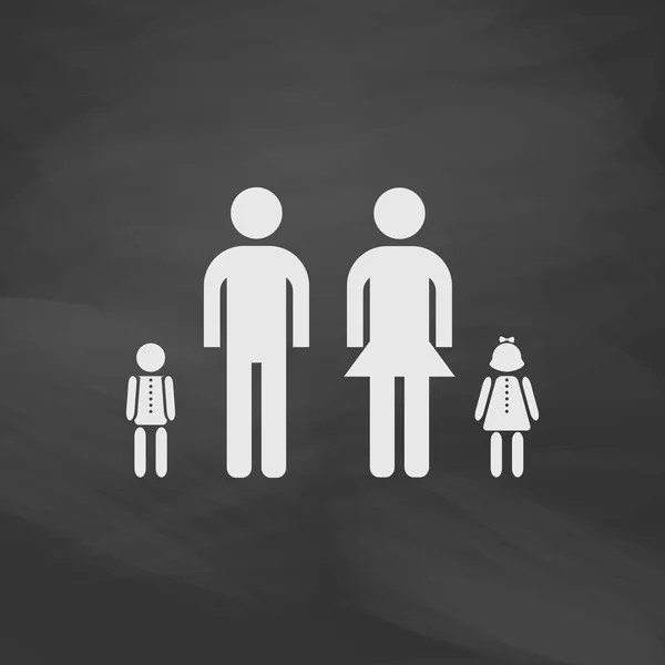 Familia feliz símbolo de la computadora — Vector de stock