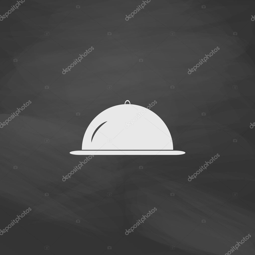 Cloche Simple vector button. Imitation draw icon with white chalk on blackboard. Flat Pictogram and School board background. Illustration symbol