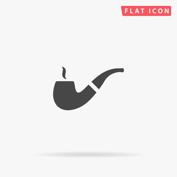 Smoke Tobacco Pipe Platte Vector Pictogram Met Hand Getekend Ontwerp — Stockvector