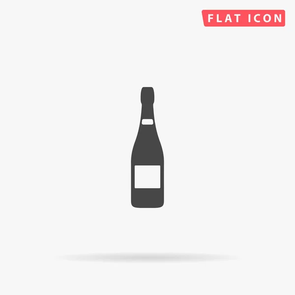 Bouteille Champagne Vecteur Plat Icône Illustrations Style Dessinées Main — Image vectorielle