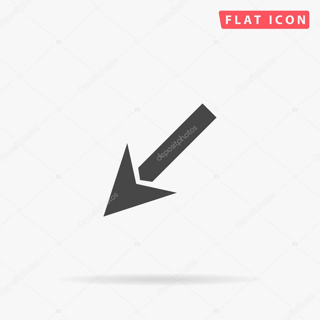 Down Left Arrow flat vector icon. Hand drawn style design illustrations.