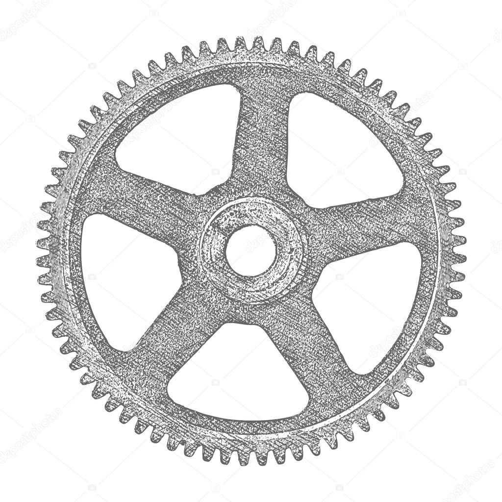 Hand drawn gear. Vector illustration. — Stock Vector © burntime555