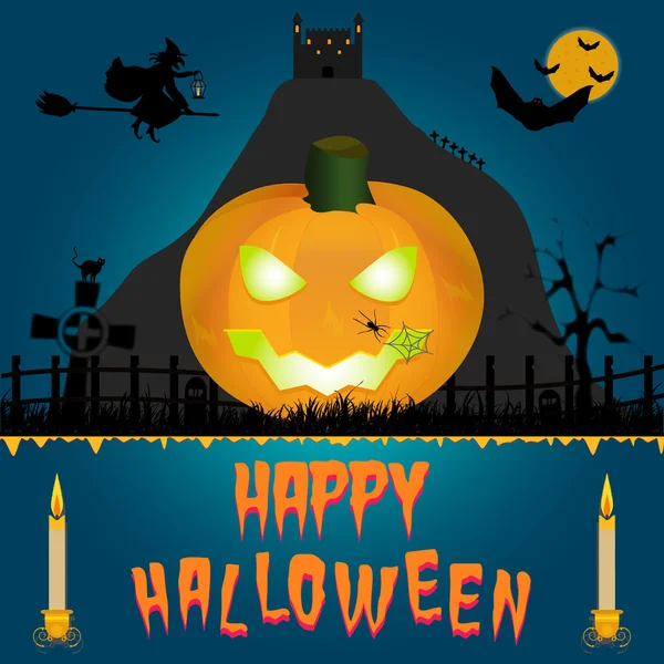 Happy Halloween vector card. Art illustration — Stock Vector