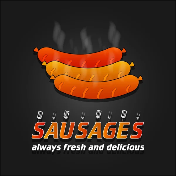 Grilled Sausages vector poster. Barbecue banner — Stock Vector