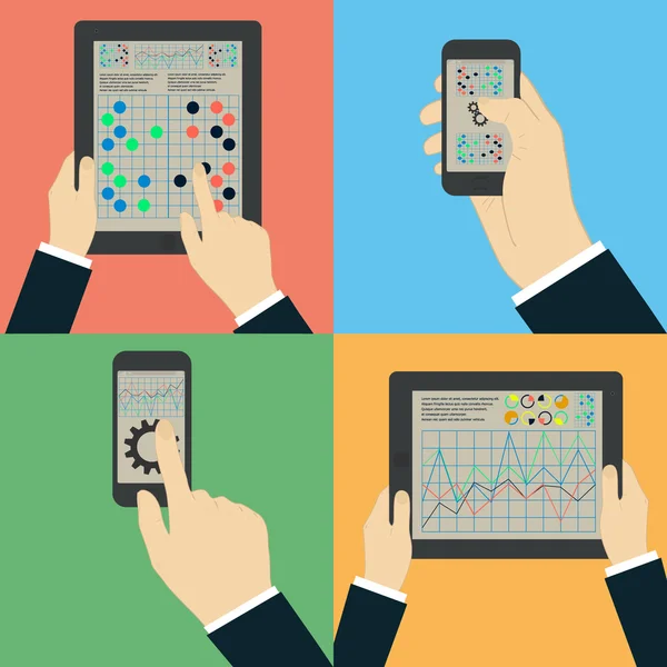 Mobil apps kullanarak etkileşim eller. infographics
