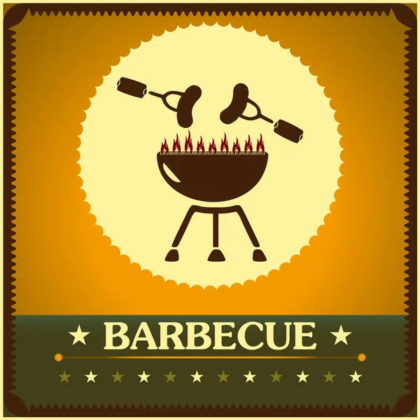 Retro Barbecue Grill Poster Design Menü Hintergrund — Stockvektor