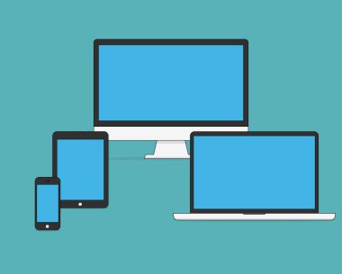 Resimde kümesi düz modern teknoloji cihazlar