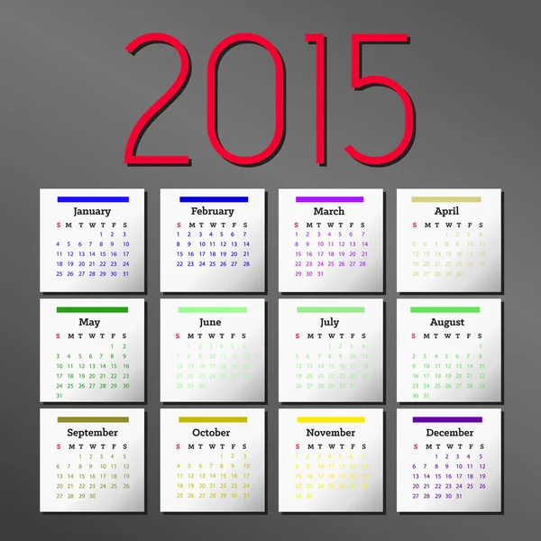 Egyszerű 2015 naptár. naptár tervező. — Stock Vector