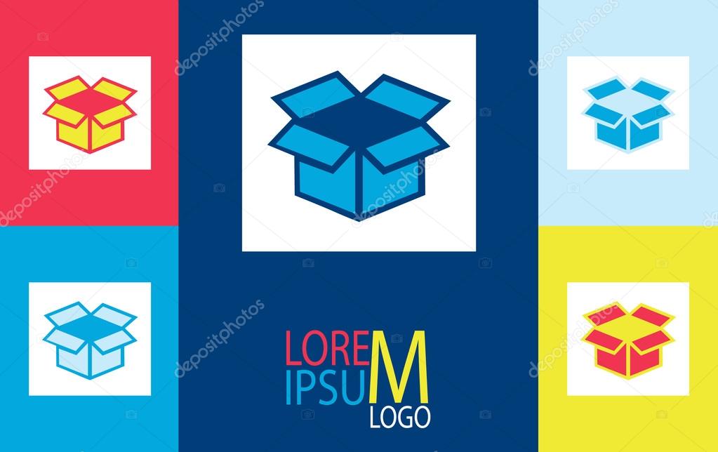 Vector stickers with the unpacked box. illustration logo