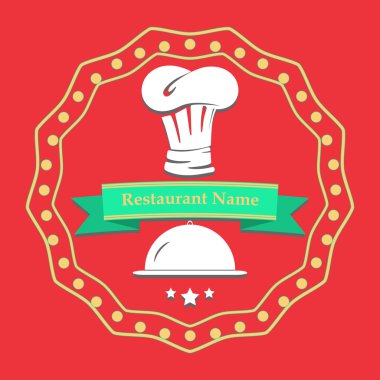 Düz illüstrasyon poster. Restoran adı kartı