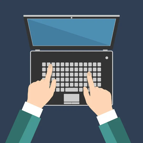 Businessman hand on laptop keyboard — Stock Vector