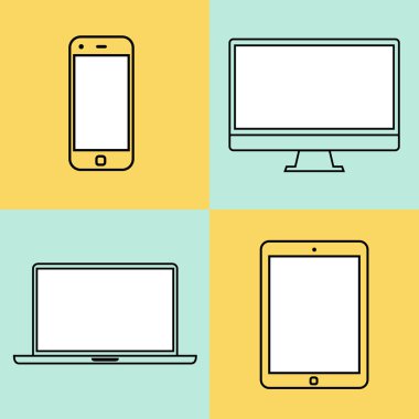 dizüstü bilgisayar, tablet bilgisayar, monitör ve akıllı telefon