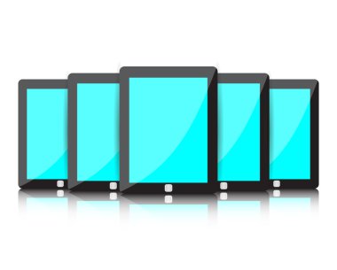 Mavi ekranla ile dijital tablet kümesi