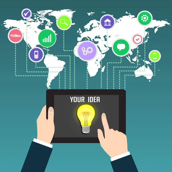 Modelo de infográficos planos e elementos da Web — Vetor de Stock