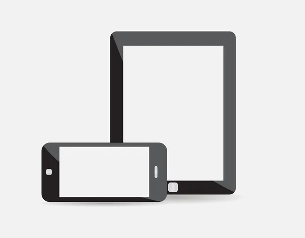 现实的现代平板电脑和手机一起 — 图库矢量图片