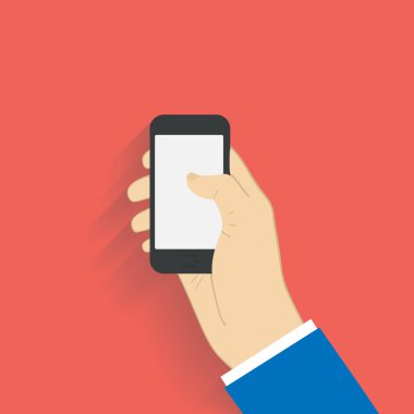 İş adamı siyah smartphone elinde tutan