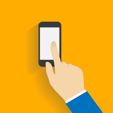 İş adamı siyah smartphone denetler