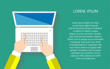 Beyaz bir laptop çalışma iş adamı.