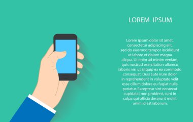 Smartphone kullanarak iş adamı. Vektör çizim Eps10