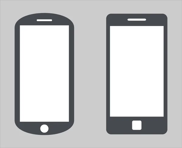 Set 1. Utbud av moderna svarta ikonen silhouette smartphone mobila TabletPC med blank skärm isolerad på vit bakgrund. Vektor illustration EPS-10 — Stock vektor