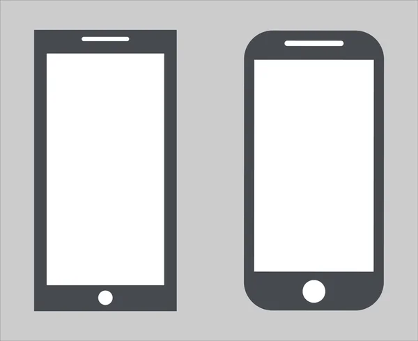 Conjunto 2. Variedade de moderno ícone preto silhueta smartphone celular tablet pc com tela em branco isolado no fundo branco. Ilustração vetorial EPS 10 —  Vetores de Stock