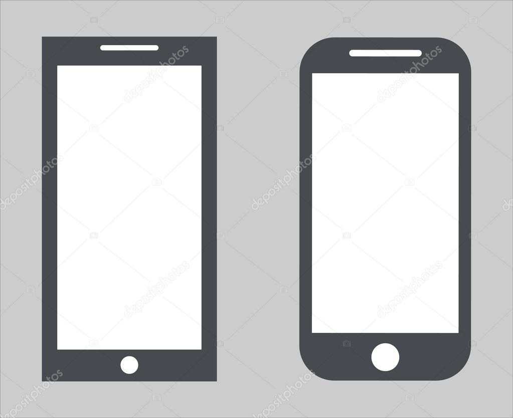 Set 2. Variety of modern black icon silhouette smartphone mobile tablet pc with blank screen isolated on white background. Vector illustration EPS 10