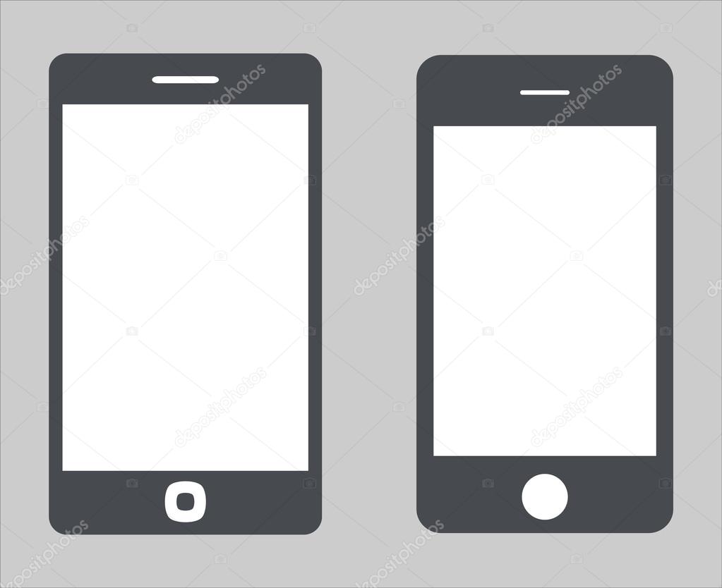 Set 3. Variety of modern black icon silhouette smartphone mobile tablet pc with blank screen isolated on white background. Vector illustration EPS 10