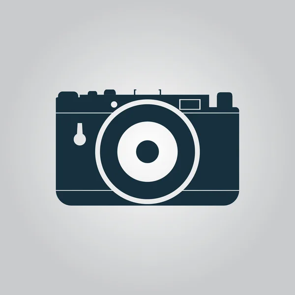 Vector icono de la cámara de fotos, signo y botón — Vector de stock