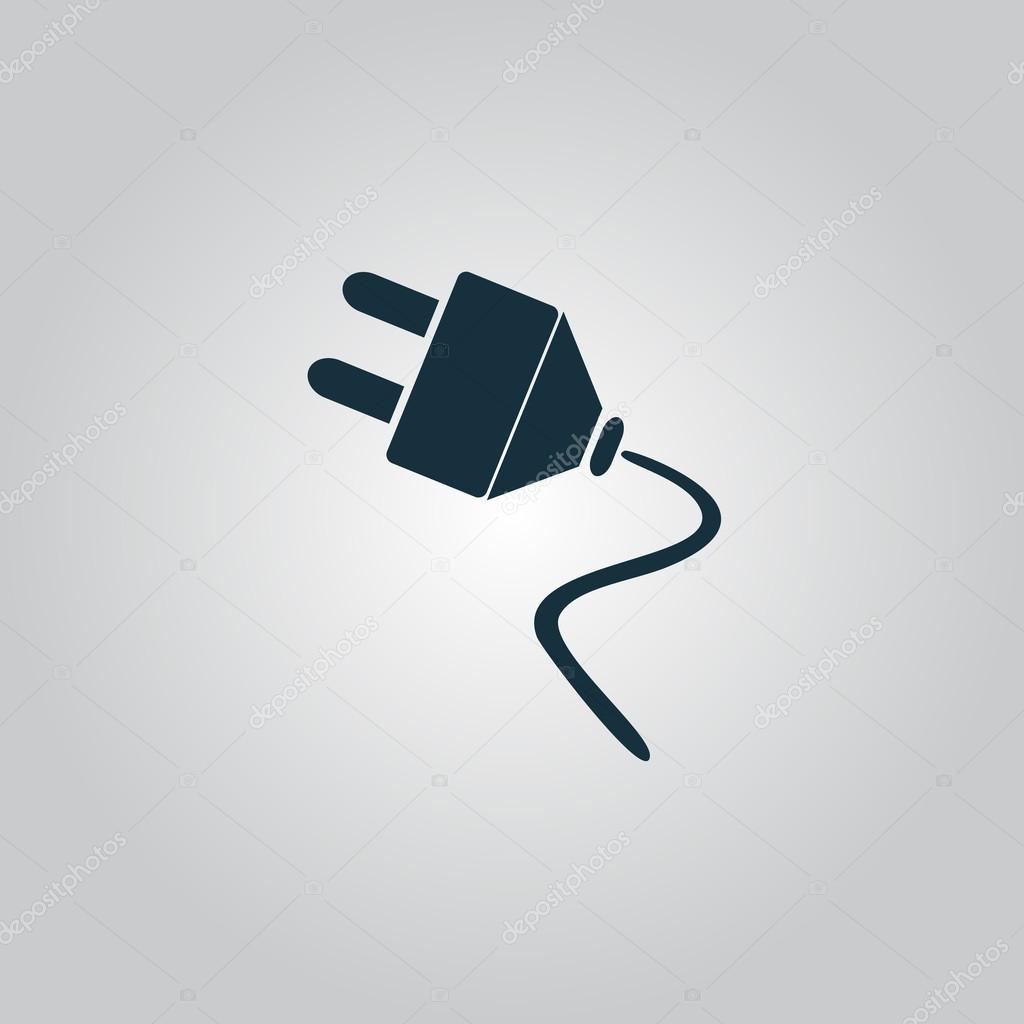 Electrical plug. Flat web icon, sign or button isolated on grey background. Collection modern trend concept design style vector illustration symbol