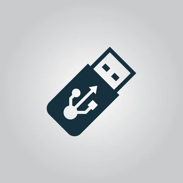 矢量 usb 闪存驱动器图标上一个灰色的平面按钮 — 图库矢量图片