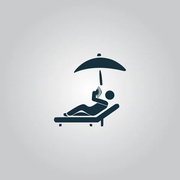 Rilassarsi sotto un ombrellone su un lettino — Vettoriale Stock