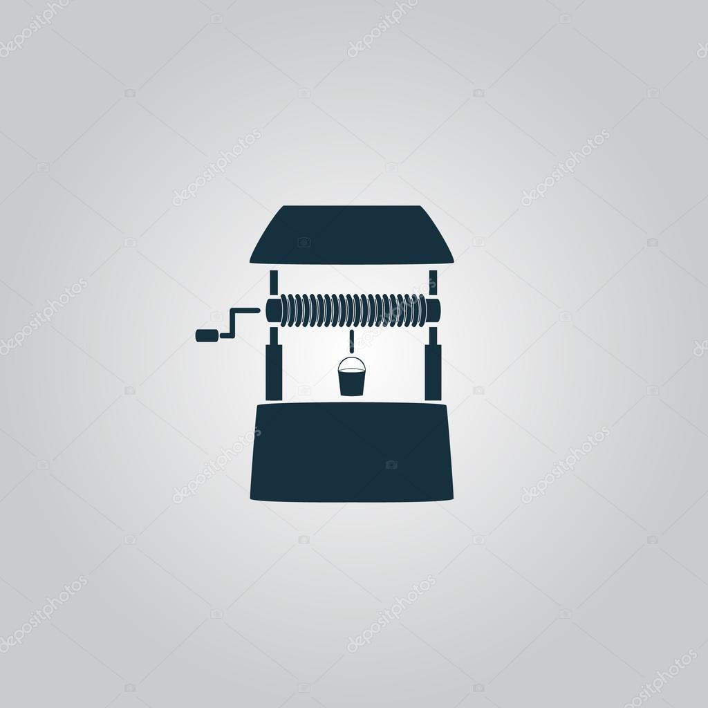 Water Well. Flat web icon, sign or button isolated on grey background. Collection modern trend concept design style vector illustration symbol