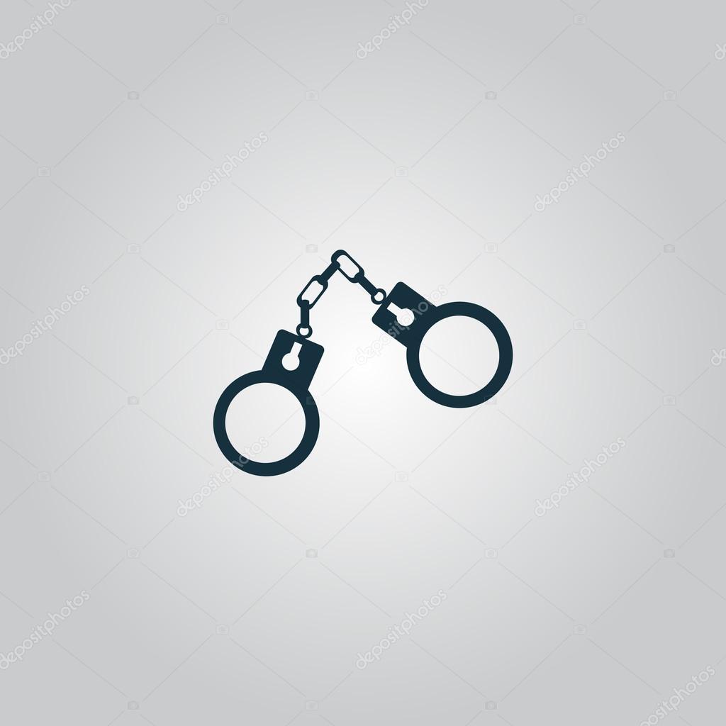 Handcuffs. Flat web icon, sign or button isolated on grey background. Collection modern trend concept design style vector illustration symbol